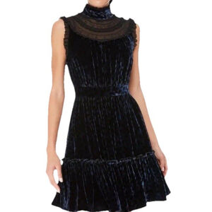 Kate Spade Velvet Silk Lace Cocktail Dress Black Sz 6 Luxury Party Holiday $400